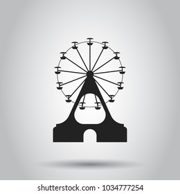 Ferris wheel carousel in park icon. Vector illustration on isolated background. Business concept amusement ride pictogram.