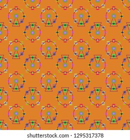 Ferris wheel carousel seamless pattern - Entertainment round attraction background.