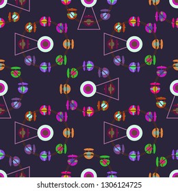 Ferris wheel carousel seamless pattern - Entertainment round attraction background.