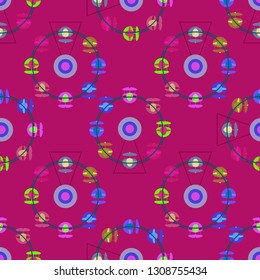 Ferris wheel carousel seamless pattern - Entertainment round attraction background.