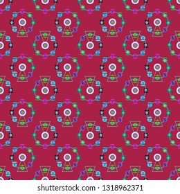Ferris wheel carousel seamless pattern - Entertainment round attraction background.