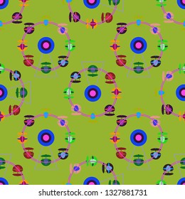Ferris wheel carousel seamless pattern - Entertainment round attraction background.