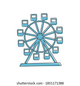 Ferris wheel  cartoon style on white isolated background.