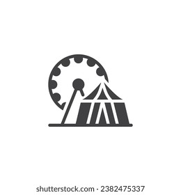 Ferris wheel and circus vector icon. filled flat sign for mobile concept and web design. Amusement Park glyph icon. Symbol, logo illustration. Vector graphics