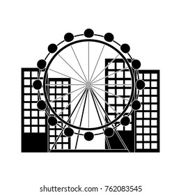 ferris wheel in city icon image 