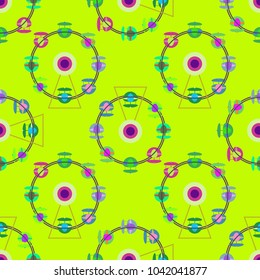 Ferris wheel color seamless pattern.