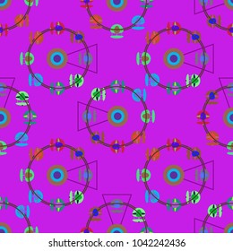 Ferris wheel color seamless pattern.