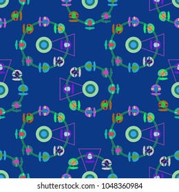 Ferris wheel color seamless pattern.
