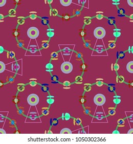 Ferris wheel color seamless pattern.