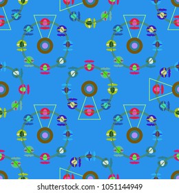 Ferris wheel color seamless pattern.
