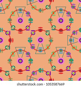 Ferris wheel color seamless pattern.