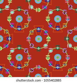 Ferris wheel color seamless pattern.