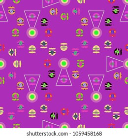 Ferris wheel color seamless pattern.