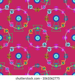 Ferris wheel color seamless pattern.