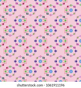 Ferris wheel color seamless pattern.