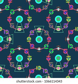 Ferris wheel color seamless pattern.