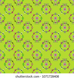 Ferris wheel color seamless pattern.