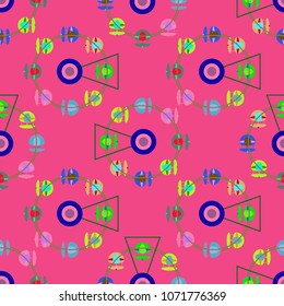 Ferris wheel color seamless pattern.