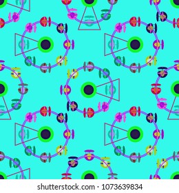 Ferris wheel color seamless pattern.