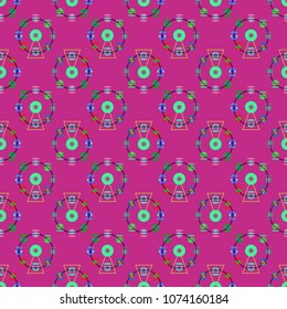 Ferris wheel color seamless pattern.