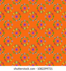 Ferris wheel color seamless pattern.