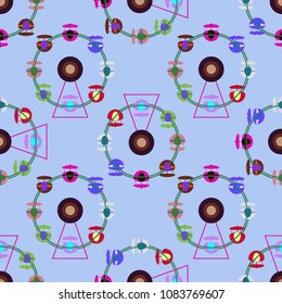 Ferris wheel color seamless pattern.