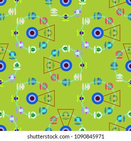 Ferris wheel color seamless pattern.