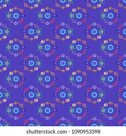 Ferris wheel color seamless pattern.