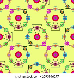 Ferris wheel color seamless pattern.