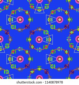 Ferris wheel color seamless pattern.