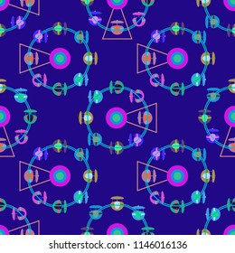 Ferris wheel color seamless pattern.