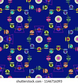 Ferris wheel color seamless pattern.
