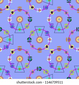 Ferris wheel color seamless pattern.
