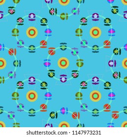 Ferris wheel color seamless pattern.