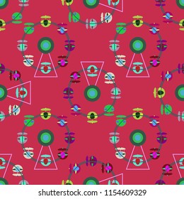 Ferris wheel color seamless pattern.