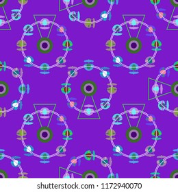 Ferris wheel color seamless pattern.
