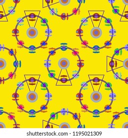 Ferris wheel color seamless pattern.
