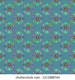 Ferris wheel color seamless pattern.