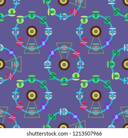 Ferris wheel color seamless pattern.