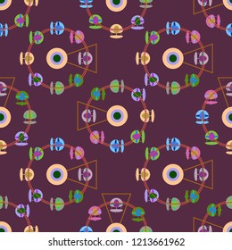 Ferris wheel color seamless pattern.