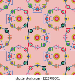 Ferris wheel color seamless pattern.