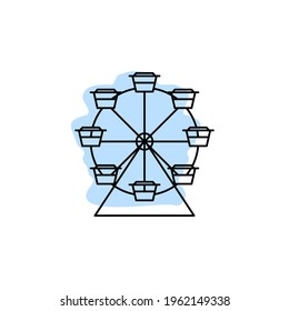 Ferris wheel with color shadow vector icon in amusement set