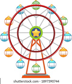 Ferris wheel colorful isolated on white background illustration
