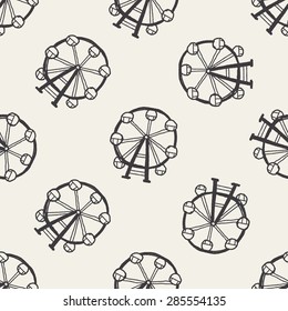 Ferris wheel doodle seamless pattern background