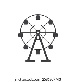 Ferris wheel with eight gondolas; perfect for carnival, amusement park, funfair concepts