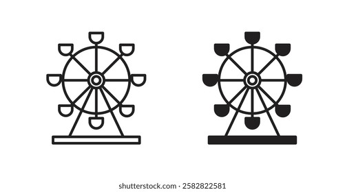 Ferris wheel filled and outlined icons vectors on white background