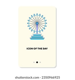 Ferris wheel flat icon. Big wheel isolated vector sign. Sightseeing and tourism concept. Vector illustration symbol elements for web design and apps