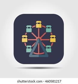 ferris wheel flat icon with long shadow, vector illustration