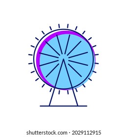 Ferris wheel flat icon. Taiwan. Amusement park. Oriental custom. Asian item. Color filled symbol. Isolated vector stock illustration