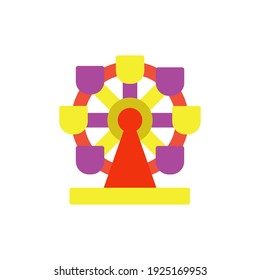 rueda de ferris llana Icono.carnaval e ilustración del vector de herramientas sobre fondo blanco
